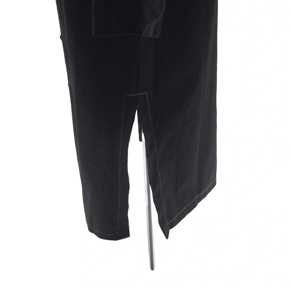 The Weeknd  Black Denim Contrast White Stitch Long Trench Coat